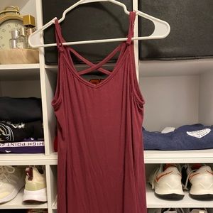 DIYed maroon tank (was a dress but cut as a cute tank)